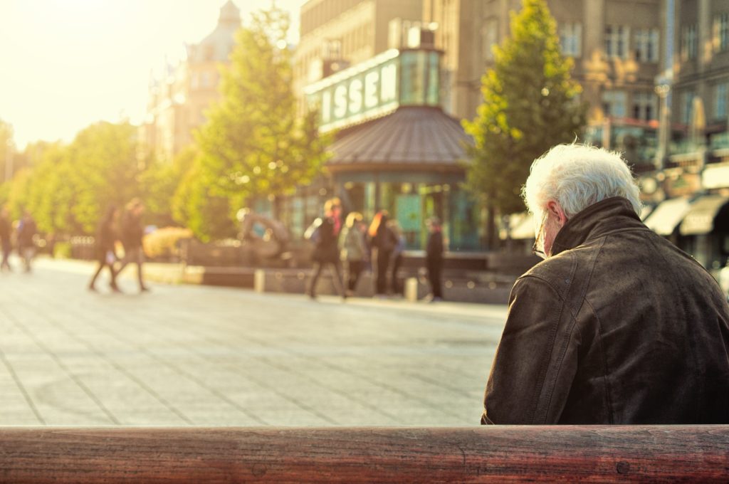 Photo of older man sitting